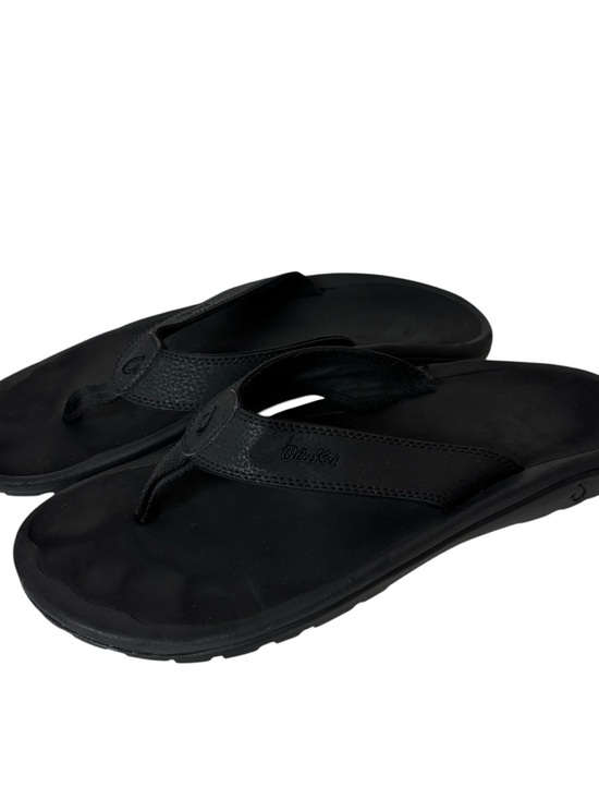 OluKai Mens Thong Sandals Black Size US 12 M EU 45